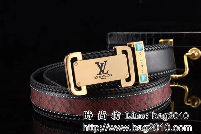 路易威登LV 手工編織蛇皮 2017秋冬新款 正品開版 高端男士皮帶 LHG1775